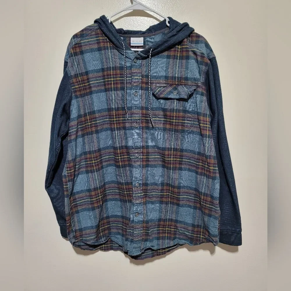 Columbia Blue and Yellow Plaid Hoodie